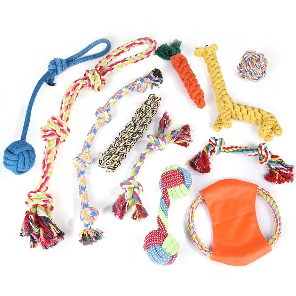 Pet Supplies Dog Chew Toy Puppy 10 Pack Teething Chew Toys Cotton Rope Dog Toy Set