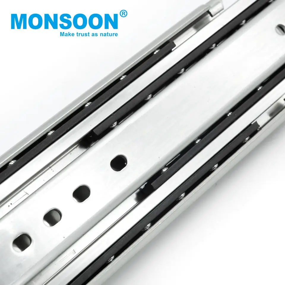 Furniture Accessories kitchen cabinet door ball bearing steel roller 76mm wide heavy duty drawer slide rail without lock