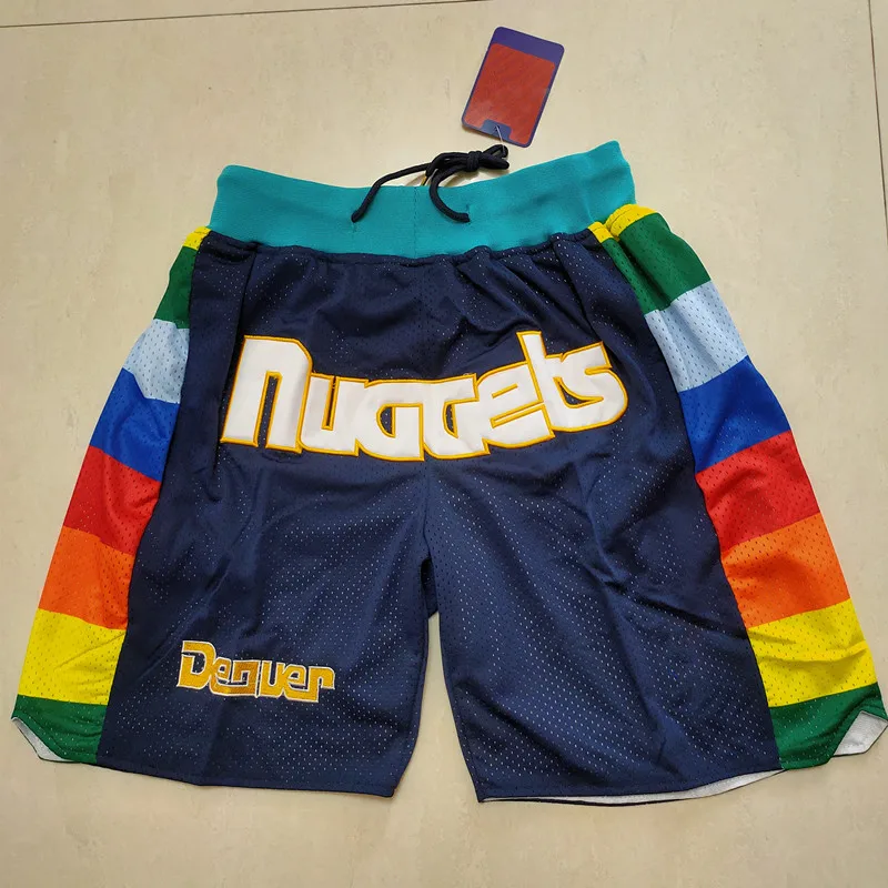 America USA 30 Teams Breathable High Quality Men Mesh Shorts Embroidered Pocket Basketball Shorts