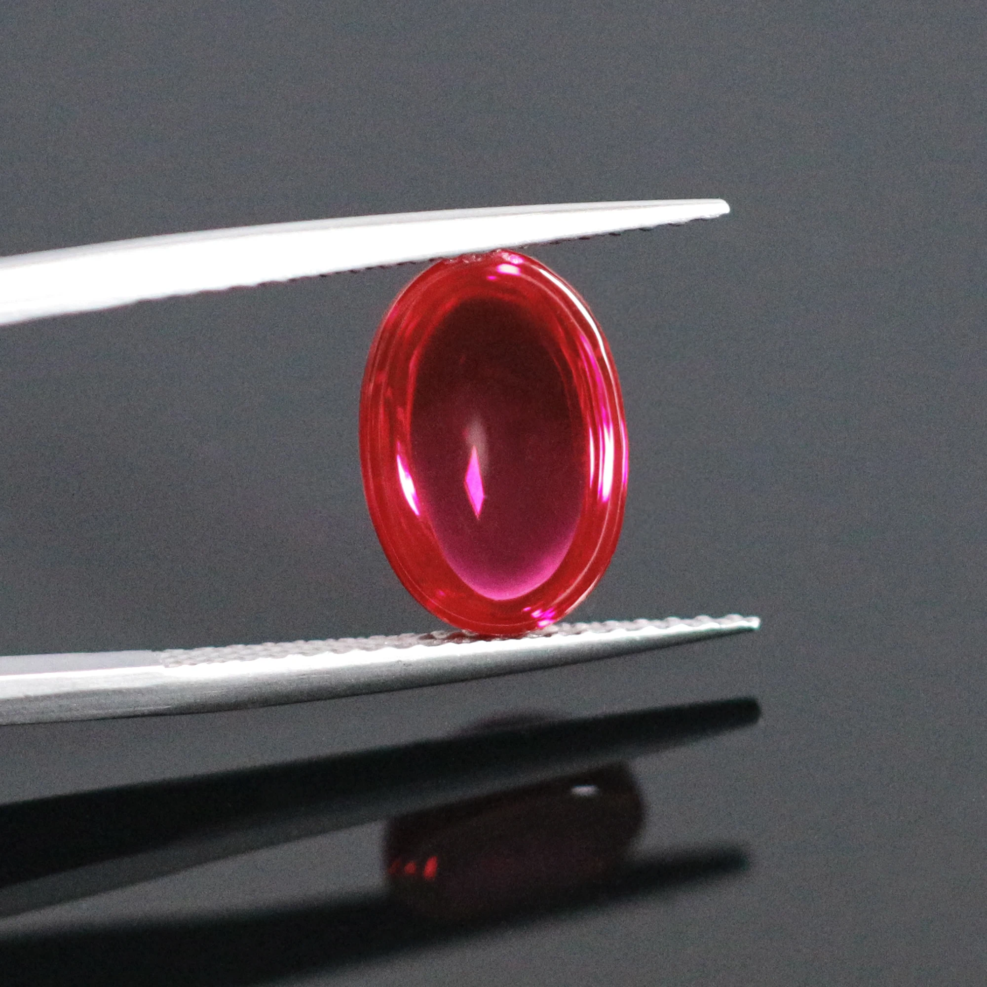 LETMEXC Oval Cabochon 5# Red Ruby Synthetic Corundum Diamond Loose Gemstone For Jewelry Making  Passed Diamond Test Pen