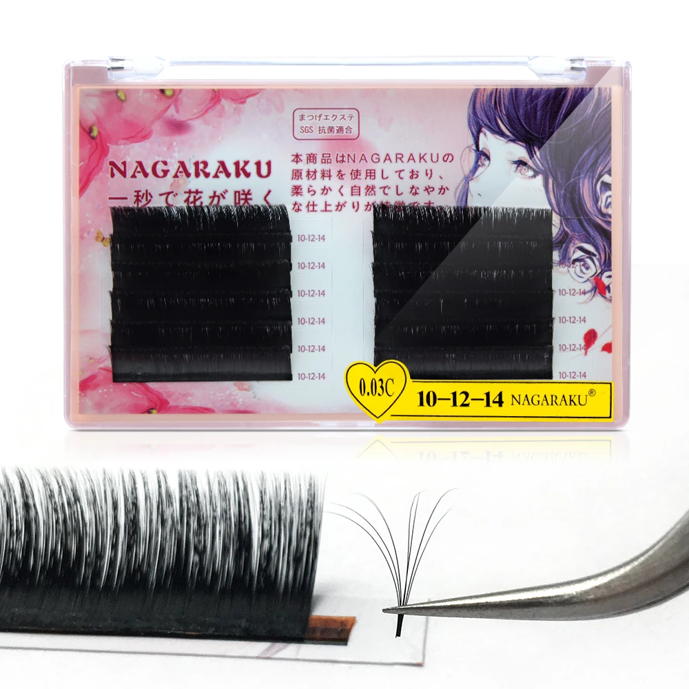 
NAGARAKU Eyelash Extension Auto fans Lash Bloom Easy Fanning Faux Mink Self fan 0.03 J B C D Multiple layers 