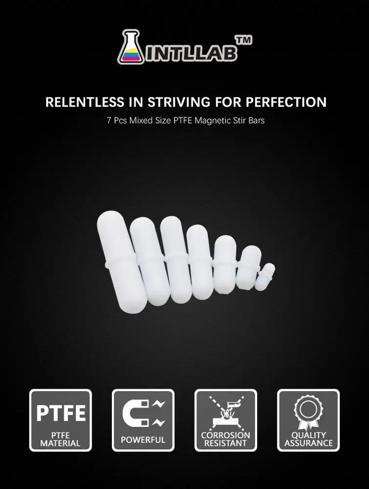 INTLLAB  Magnetic Stirrer Mixed Size PTFE Magnetic Stirrer Mixer Stir Bars 7pcs TYPE-B