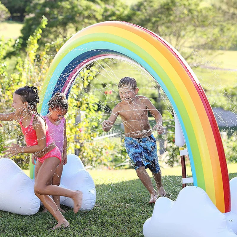 Outdoor Rainbow Sprinkler Inflatable Water Sprinkler arch Toys for Summer Backyard Water Park Kids Sprinkler Water game Toys