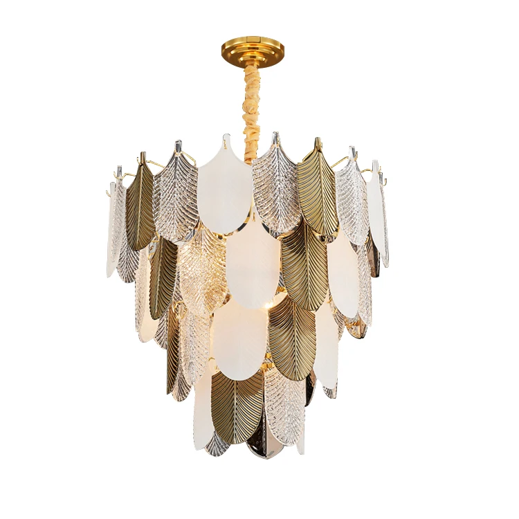 Gold and Crystal Leaf Pendant Light Lamp Hanging Modern pendant Luxury Small Chandelier Living Room bedroom dining hotel room