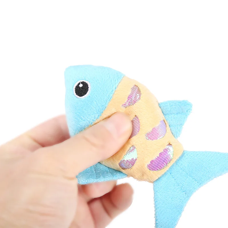 Plush fish cat toys with Catnip and sound pet cats funny interactive toy custom pet plush toy