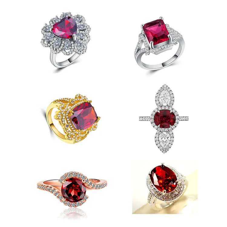 New Trendy Products Green Semiprecious Stone And Red Semiprecious Ring Designs For Girl  Price White Gold Ring Cz Ring