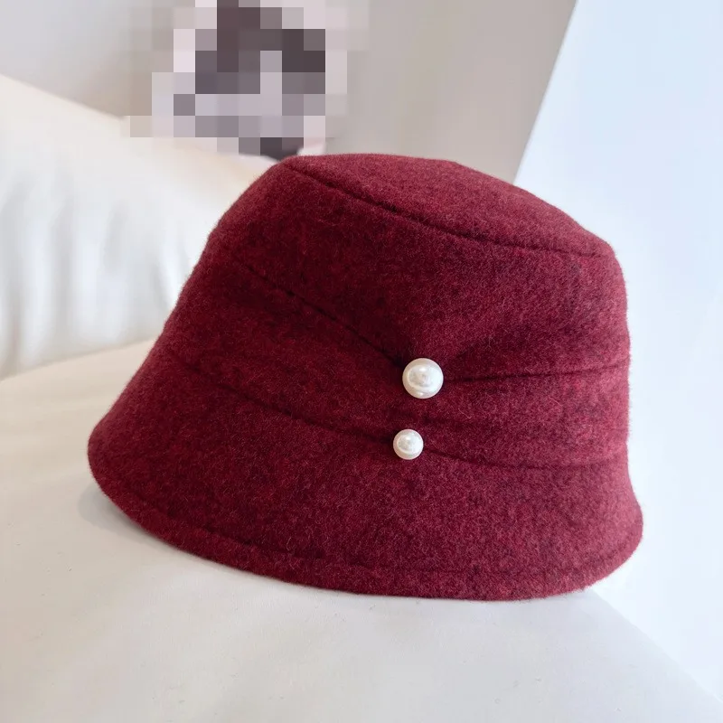 fashion new winter Women Slouchy Beanie bucket Hat 100% Merino wool knitted Baggy Slouch Skull hats cap with pearls