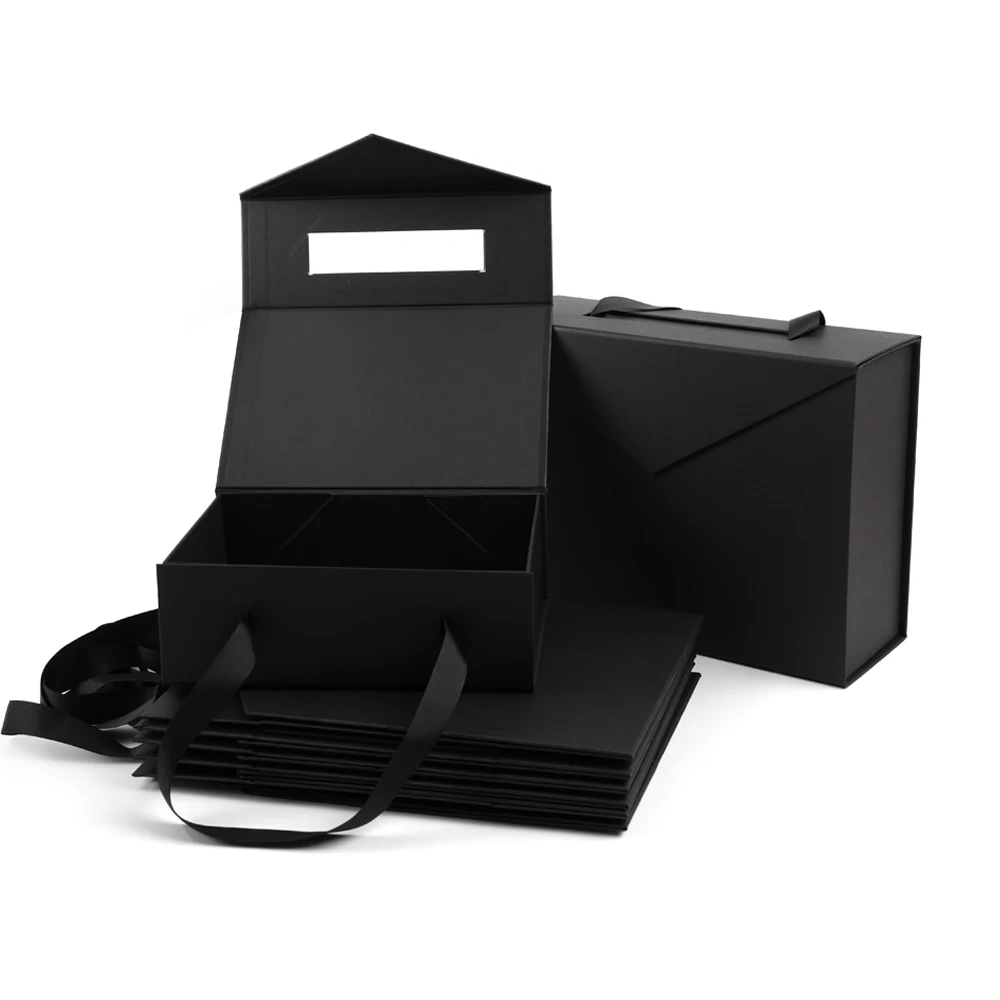 Stock 28x21x10cm hot sale beauty magnet folding box baby born mens custom logo packaging magnetic gift box matte black