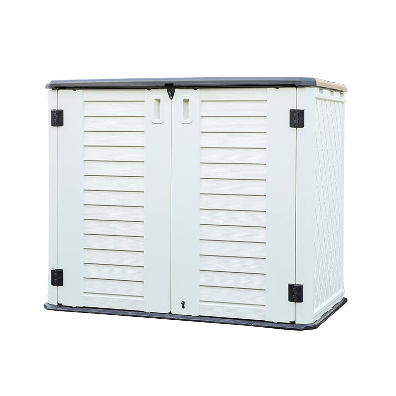 Outdoor New HDPE Horizontal Storage Shed Plastic Base Cabinet Garden Storage Bin for Backyards and Patios