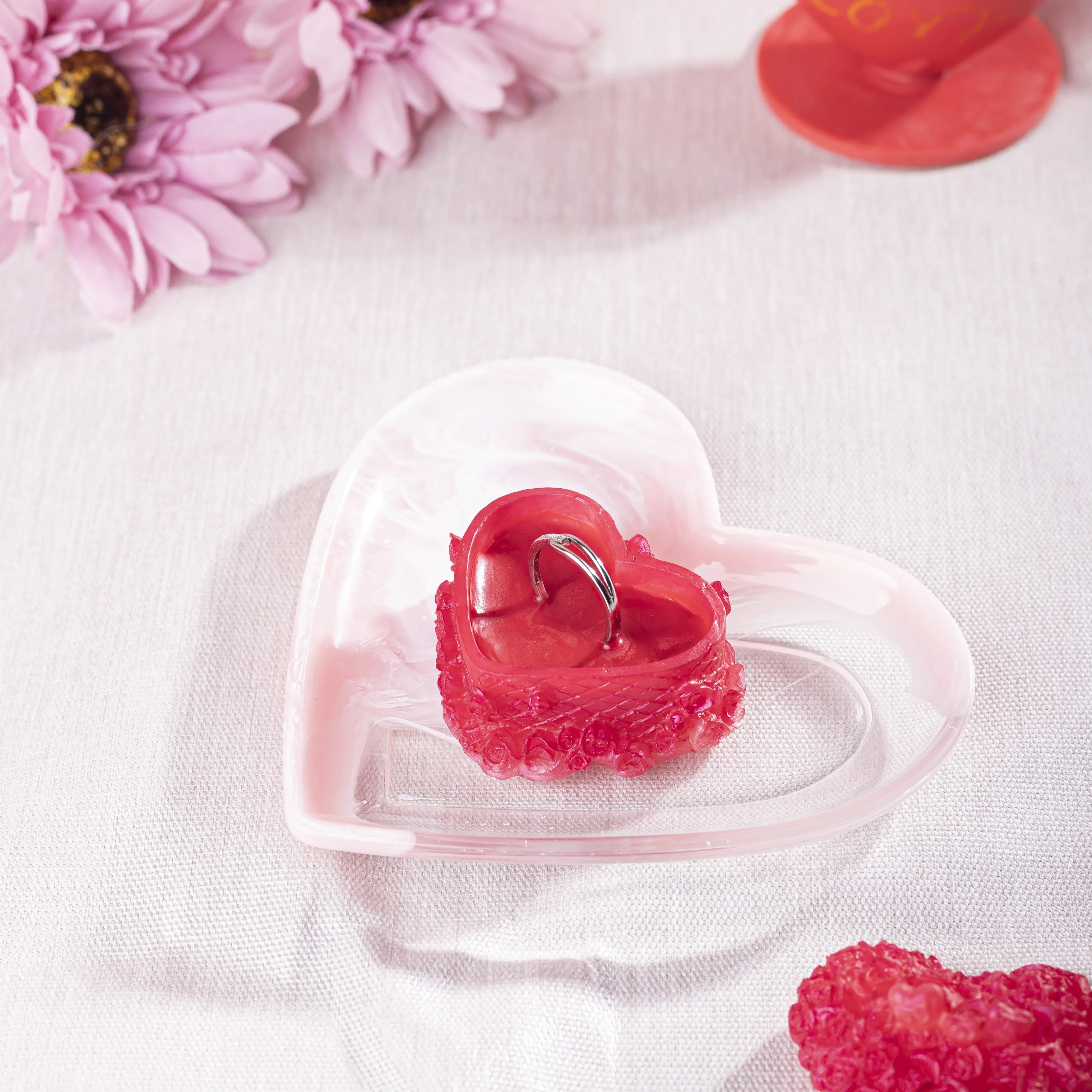 High Transparency Heart Shape Long Gypsum Epoxy Resin Silicone Tray Resin Mold