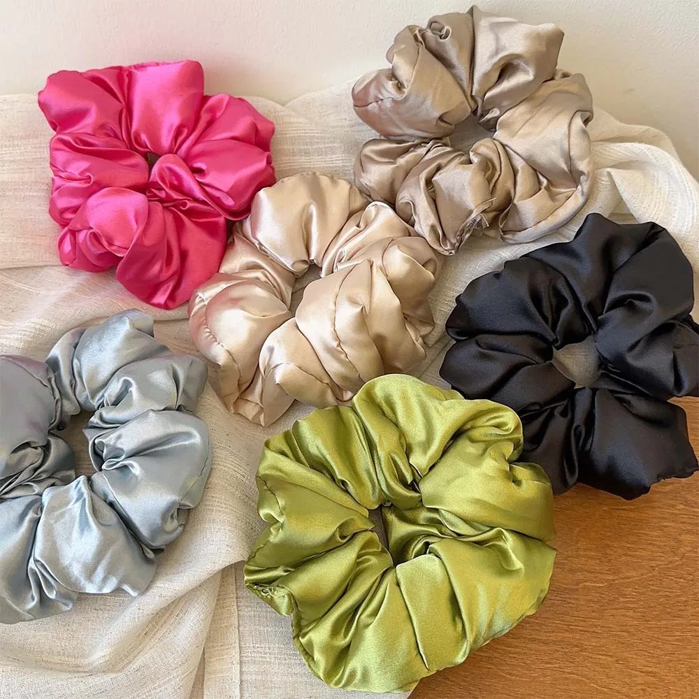 Fashion Women Accessories Girls Solid Color Elastic Hairband Soft Satin Hair Tie Hair Rope Ponytail Holder Pillow scrunchies