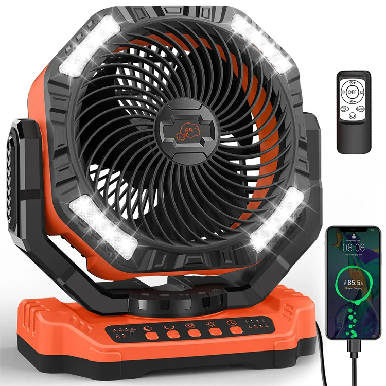 Outdoor Tent Fan 40000mAh High Capacity Battery Floor Fan Auto Oscillation Rechargeable Portable Battery Fan