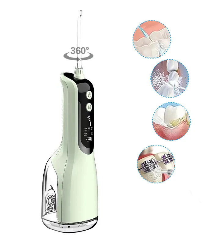 4Tips 5 Modes 330ML Big Water Tank Tooth Care Irrigator Cleaner USB Rechargeable Portable Cordless Water Jet Dental Flosser
