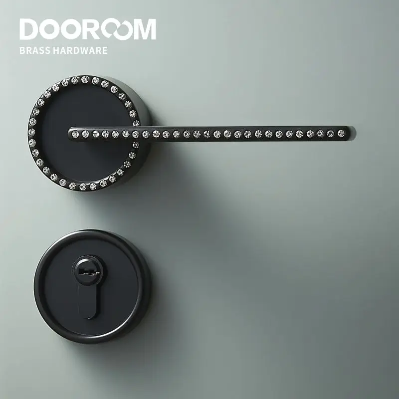 Набор латунных дверных замков Dooroom современные черные PVD золотые со стразами для спальни ванной комнаты двойные деревянные дверные рычаги манекен