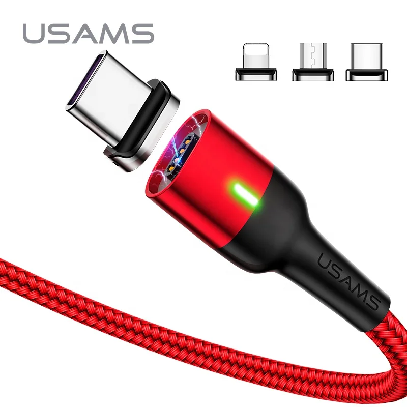 USAMS SJ327 Быстрый Магнитный зарядный кабель с оплеткой Type-C USB для передачи данных