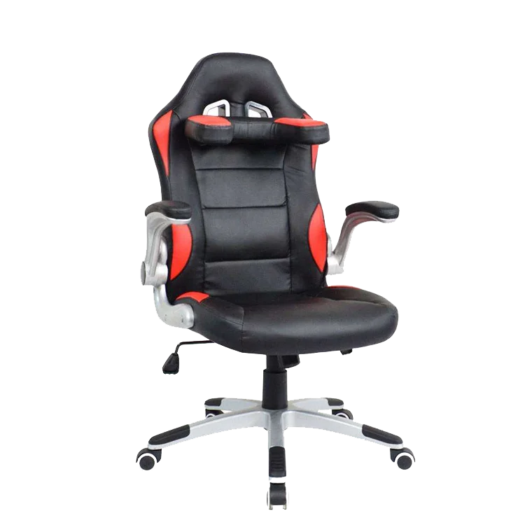 Cheap Racing Chair Black Red Leather Chair Height Adjustable U Pillow Best Office Gaming Chair for Kids Teens Adults Girls Boys