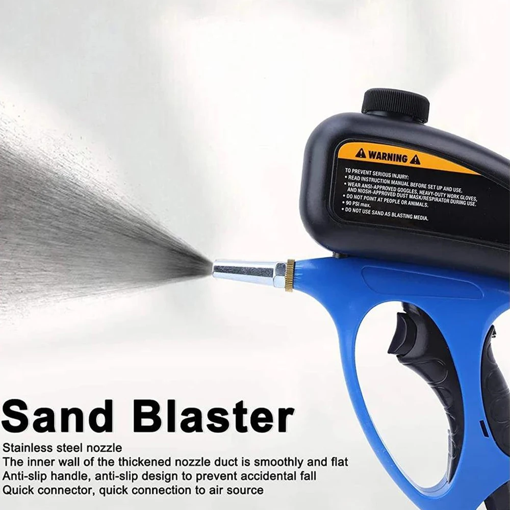 90 PSI Air Sandblasting Gun Adjustable Flow Pneumatic Air Sand Blaster Sandblaster Spray Gun Removing Spot Rust Blasting Device