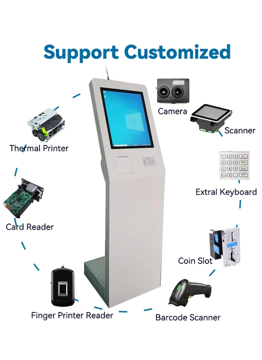 Self-service Payment Kiosk 27inch Payment Terminal With Id Card Reader And Scanner Thermal Printer