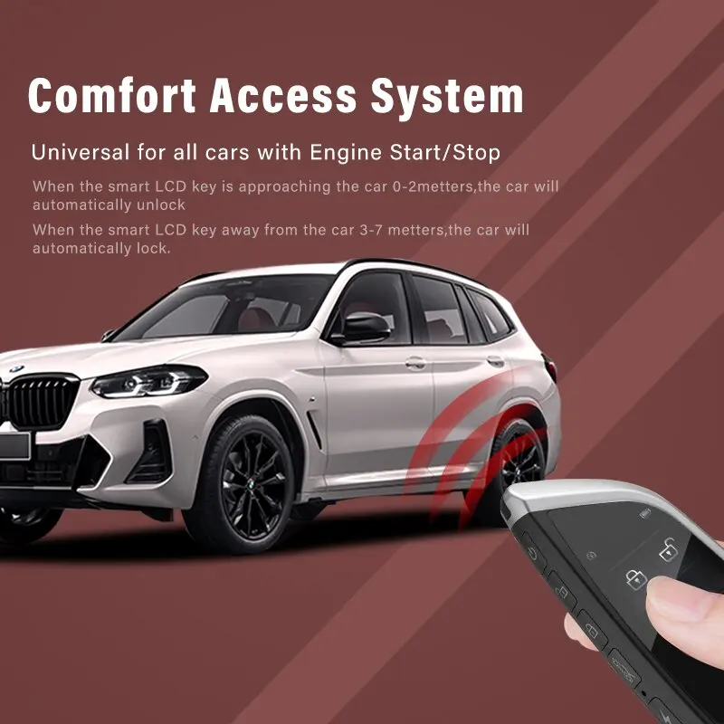 Gold-plated casing Blade Key Style CF568 Smart LCD Key Universal Car Key for All Cars with  Start Button for Keyless Entry