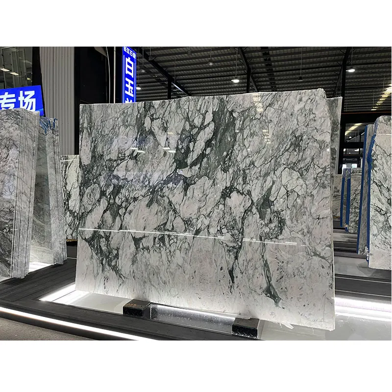 Blue white Marble slab tiles hotel lobby decor doors counter top slab unique textures grey tile