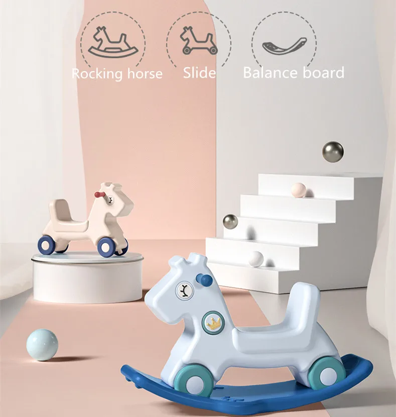 ABST New Trending Baby Plastic Horse Toy Horse with Wheels Rocking Horse For baby