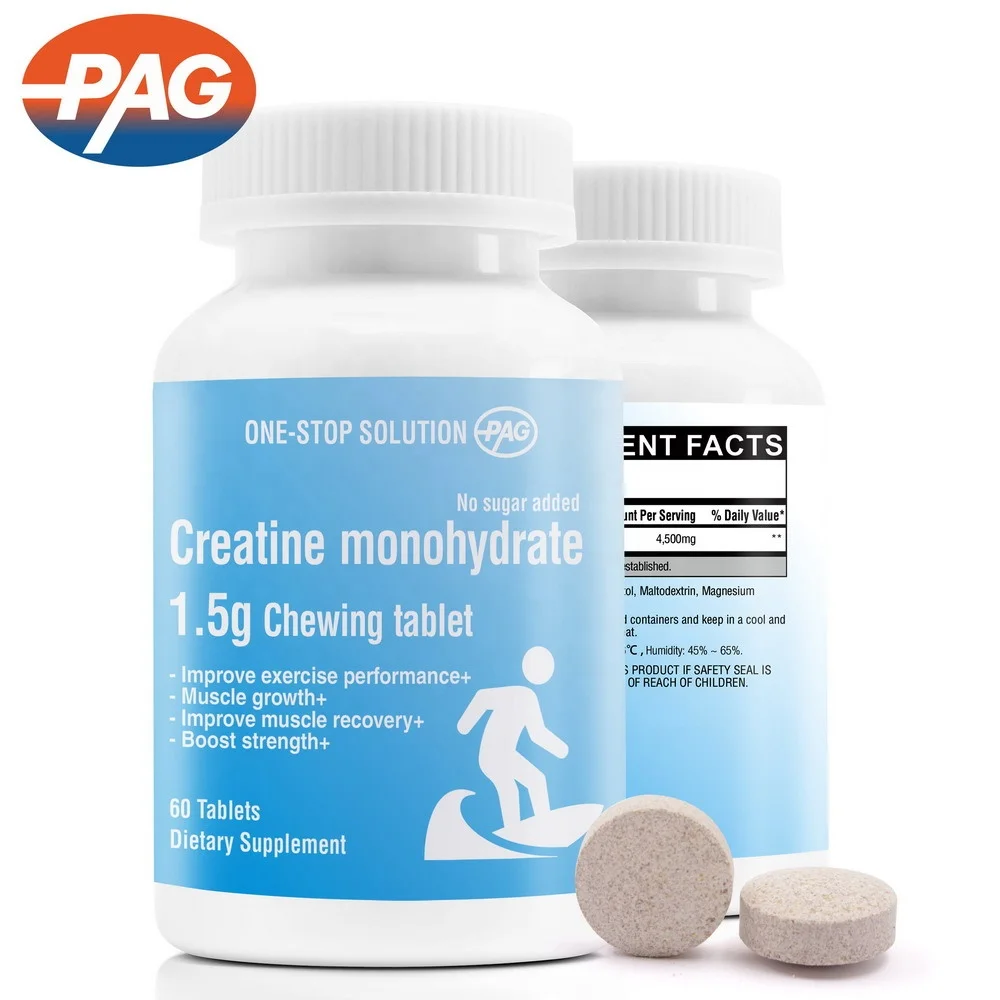 Private Label Sports Supplements Muscle Growth Build Creatine Monohydrate 1.5G Chewing Tablet