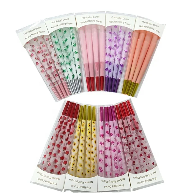 Wholesale bulk popular color printed cones design 9 kinds of pattern king size pre rolled cones for export