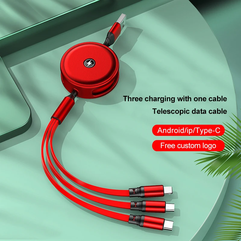 Зарядный кабель с несколькими Usb-портами выдвижной 3 в 1 а шнур для быстрой зарядки адаптер совместимый Micro Usb