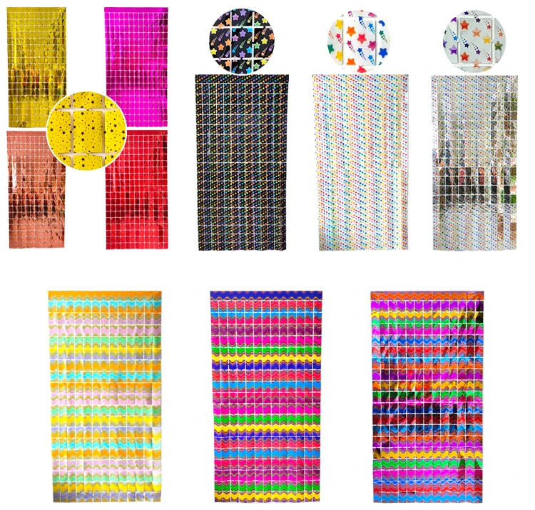 Shimmer Metallic Foil Square Curtain Birthday Wedding Supplies Rose Gold Factory Made White 1.5*3M