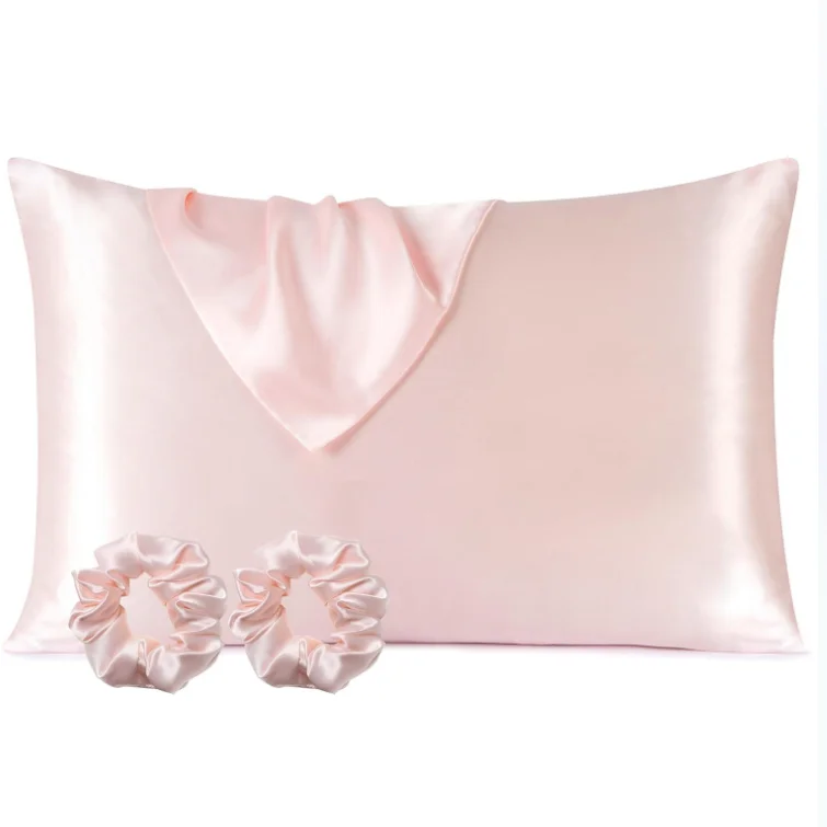 Grade 6A 19 momme  Mulberry Silk Pillowcase with 2 silk scrunchies set for hair and skin health