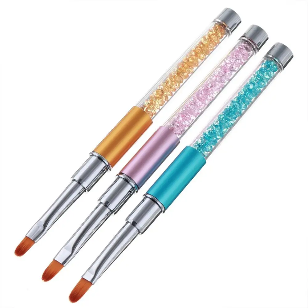 
3Pcs/set Nail Art Acrylic UV Gel Extension Builder Rhinestone Painting Brush Lines Liner Pattern Drawing Pen 