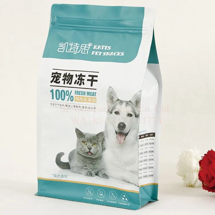 portable aluminum mylar bags flat bottom pouch fresh meat dog cat rabbit horse pet food packaging bag