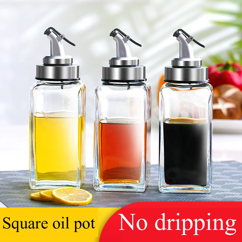 320ml glass square oil can kitchen accessories leak proof bottle vinegar bottle