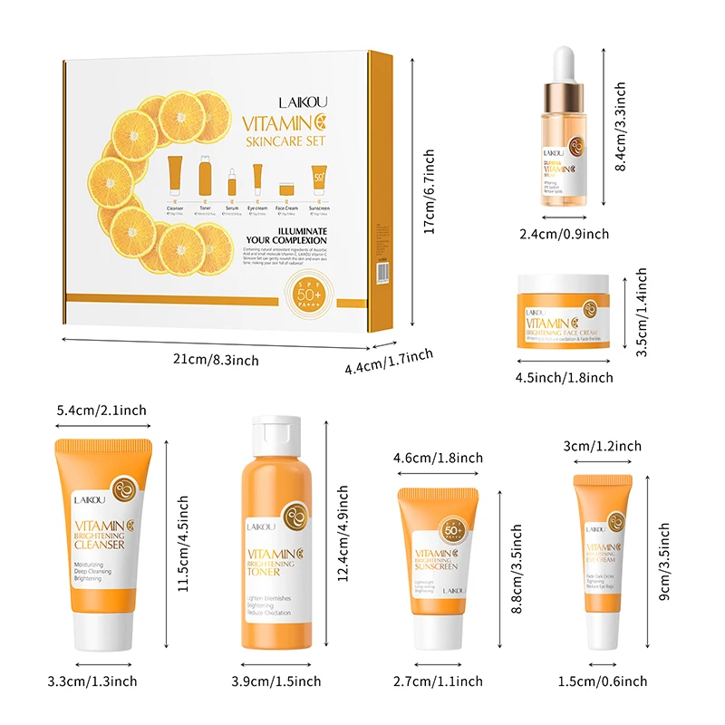 Private Label Unisex Turmeric Vitamin C Skin Care Set Whitening Lightening Face Cream Toner Serum Facial Cleanser Niacinamide