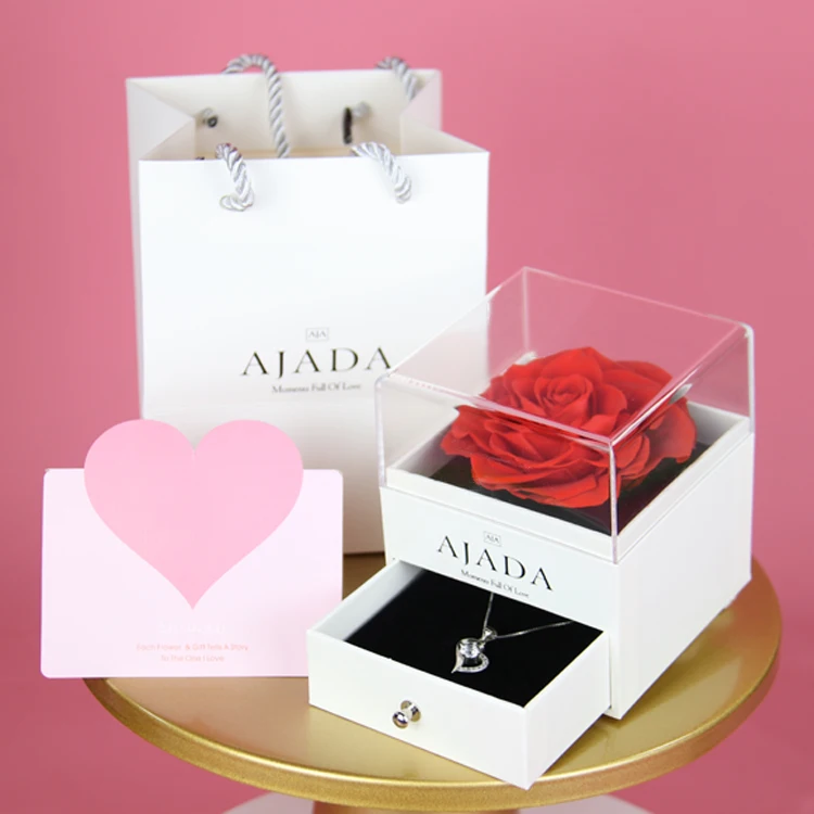 YS-001 Wholesale Wedding Supplies Mothers Day Gift Set Decorative Flowers Preserved Flower Rose Roses In Acrylic Box