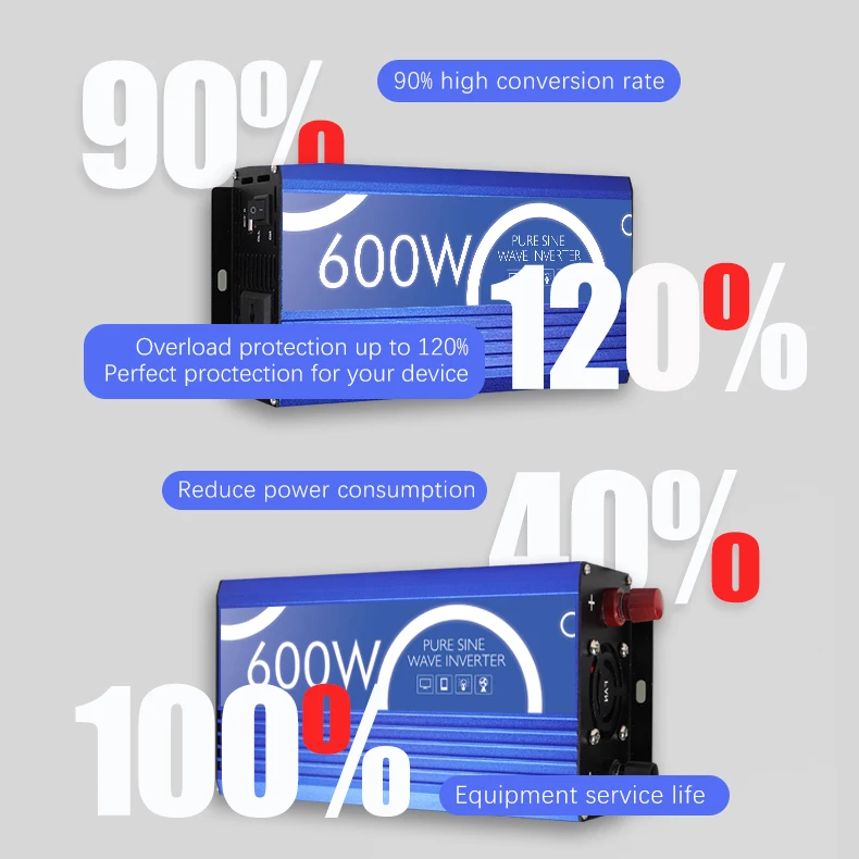 High Frequency 12v 24v Dc To Ac Solar Power Inverter 1000watt 3000watt Off Grid Pure Sine Wave Inverter For Solar Power System