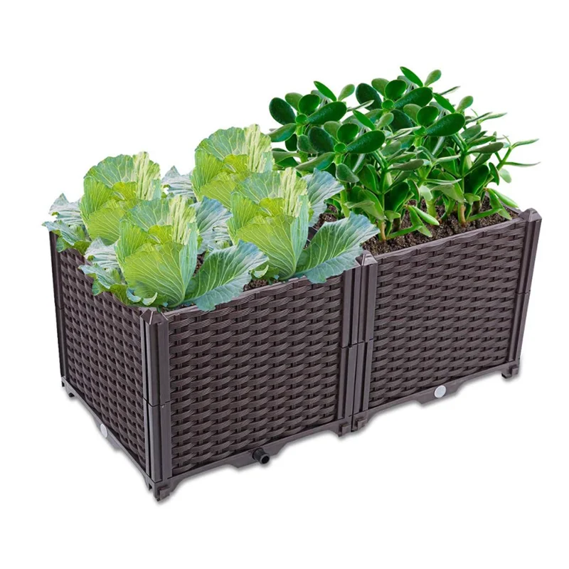 Недорогая прямоугольная поднятая кровать, пластиковая посадочная коробка для сада, овощей, цветов, трав