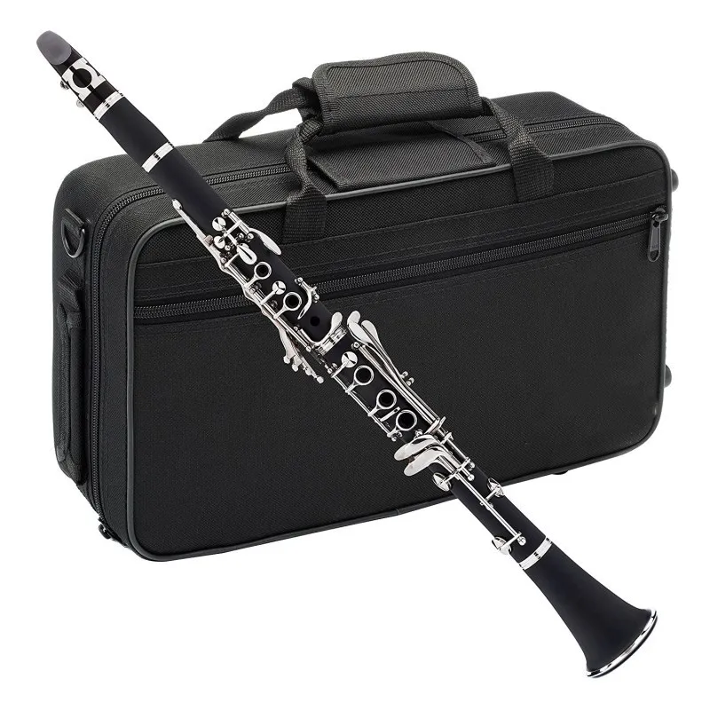 B flat 17 keys clarinet Nickel plated black wind instrument bakelite clarinet with case
