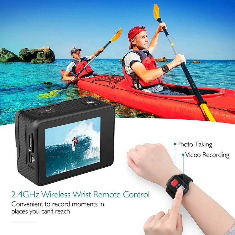 Waterproof Touch Screen External Mic EIS Remote Control Accessories Set Ultra HD Action Cam 4K 60fps Dual Screen