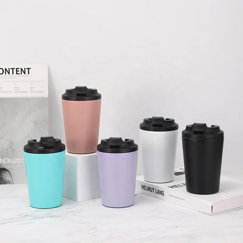 Wholesale 12oz 304 Stainless Steel Insulated Coffee Mug with Spill Proof Cover Portable Direct Drinking Car Cup Simple Gift