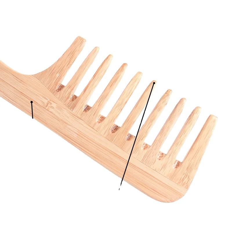 Bamboo Lightweight Wide Tooth  Anti Static Comb Round Teeth Design Detangling Hair Comb for Curly Hair Hair Styling Comb