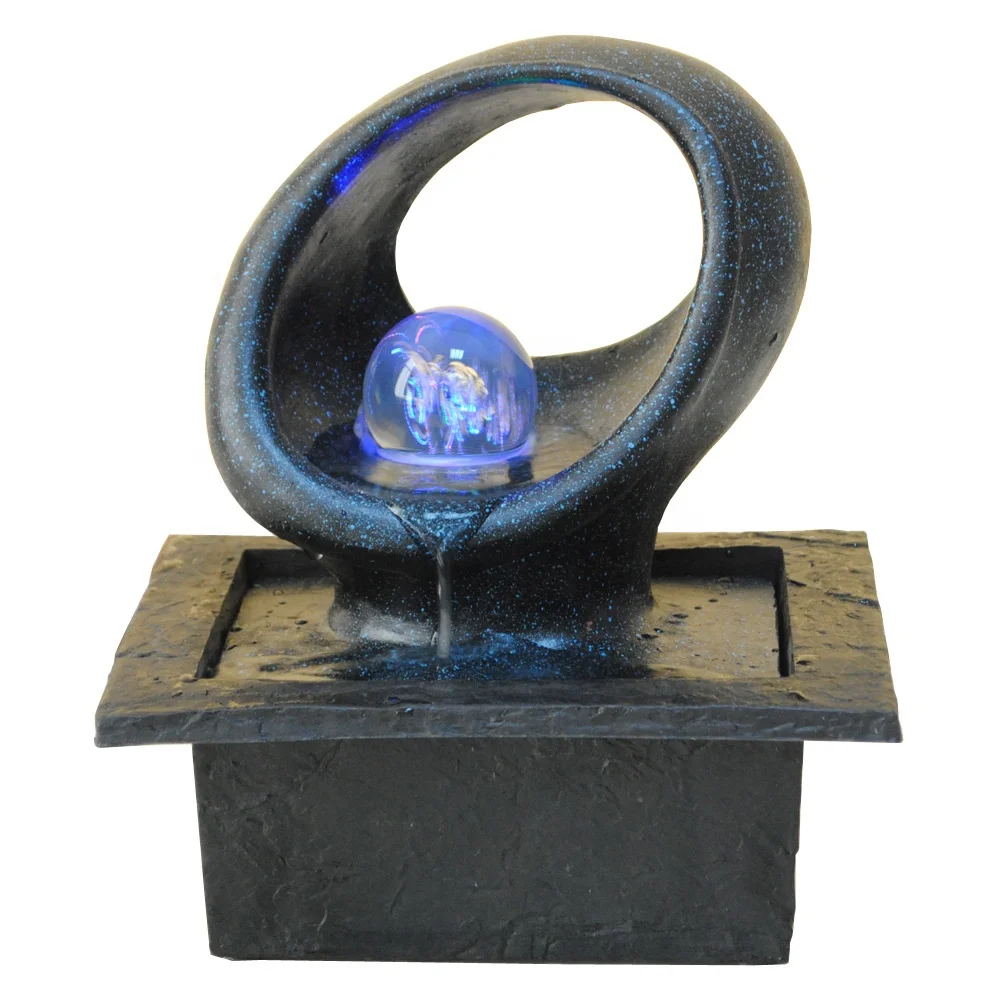 color changing crystal ball abstract sculpture water fountain indoor