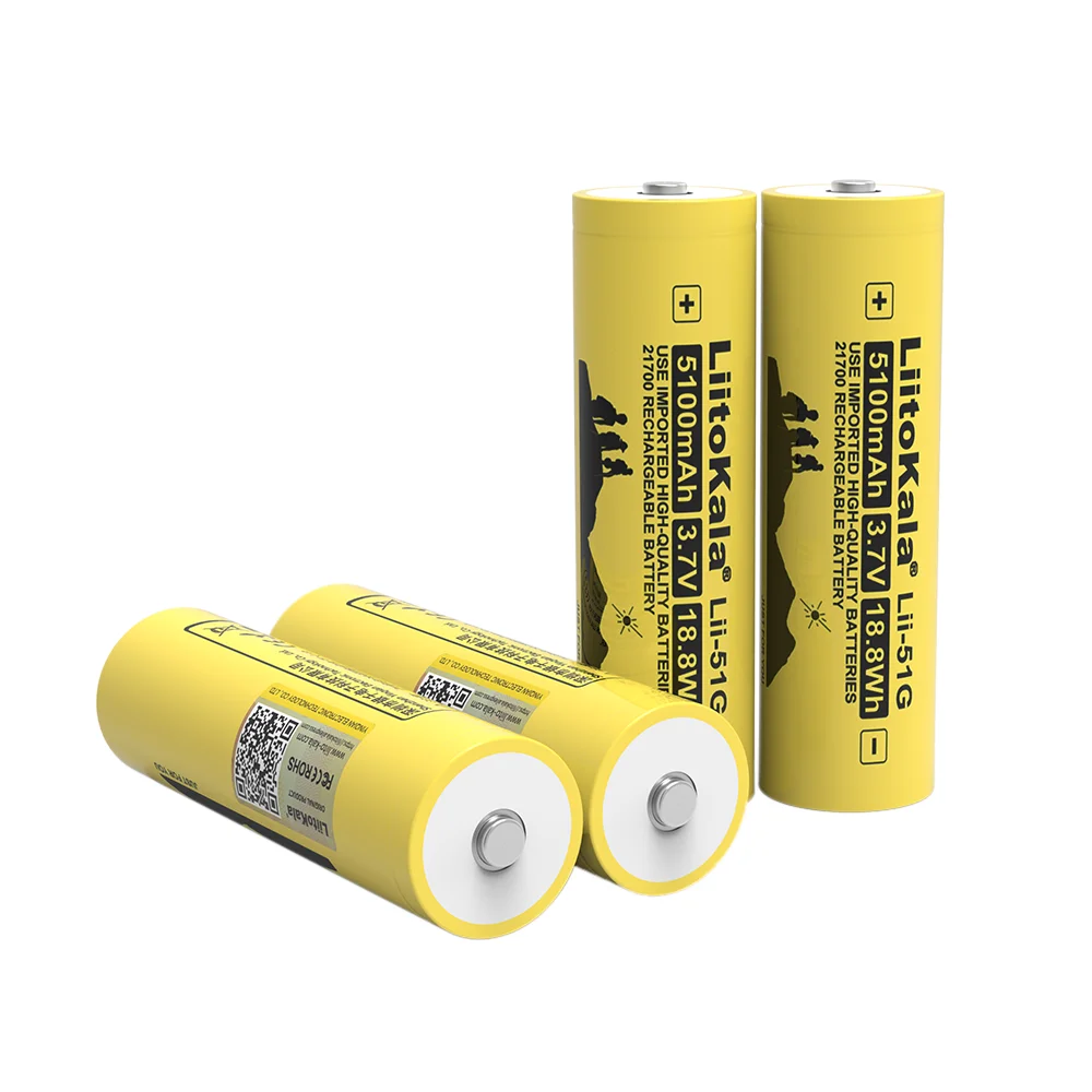21700 Battery 3.7v Li-ion Rechargeable Batteries 5100mAh 21700 Cell Lithium Ion Electric Bicycle Battery LiitoKala Lii-51G