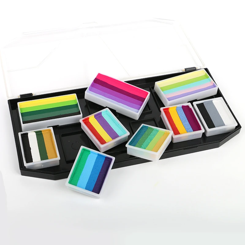 Halloween pigment rainbow split cake based 12 uv cream colors one stroke body painting water activated face paint kit