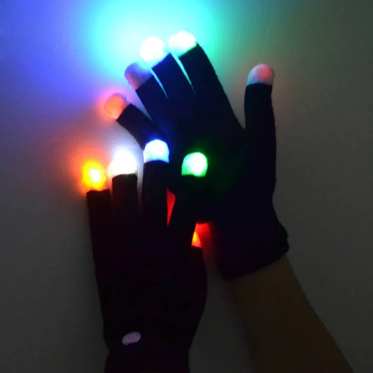 Custom party Kids adults Glowing Acrylic mitten Warm finger led flash light gloves