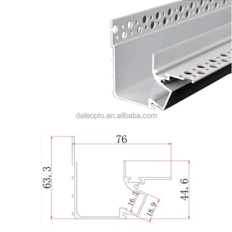 2025 New Recessed LED Channel 63.3x76mm Aluminum LED Diffuser Channel LED Strip Light Diffuser Recessed LED Channel Profile