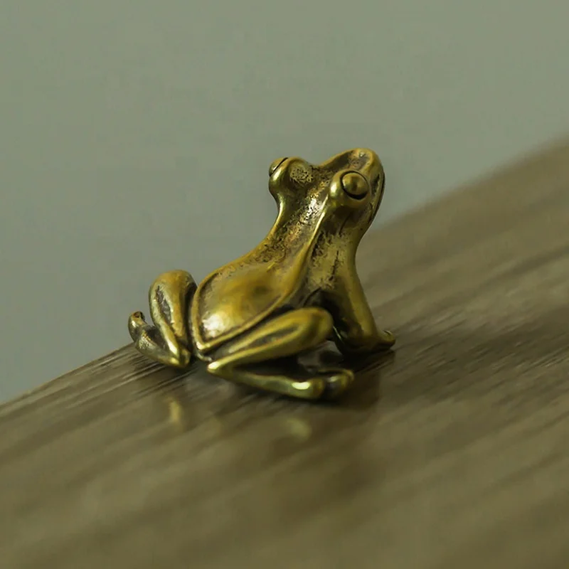 hot sale miniature brass frog ornament small size brass frog home decor