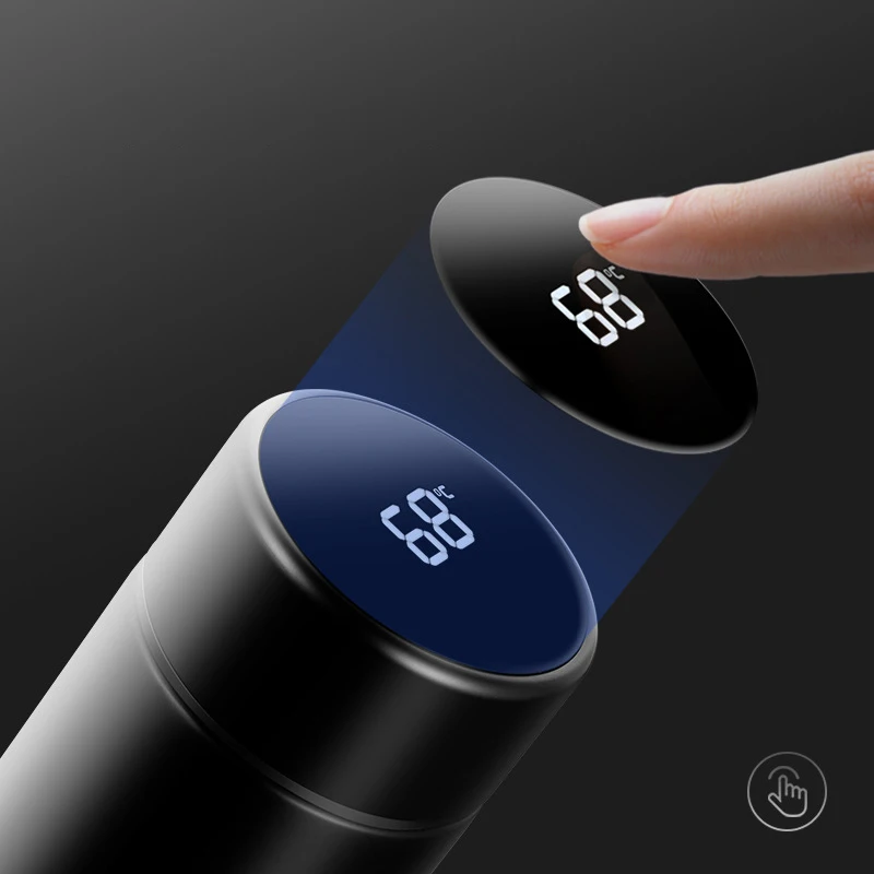 Dropshipping Insulated 500ml Vacuum Thermal Flask Smart Water Bottle with Digital Thermostat Temperature Sensor LCD Temp Display