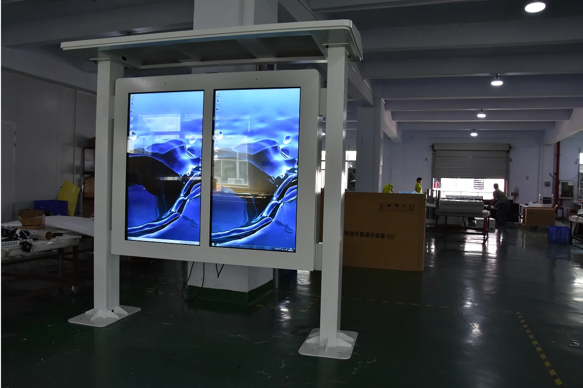 55inch High Brightness Display Screen Digital Signage Kiosk Totem Double Side Outdoor Floor Standing Display LCD Outdoor Display