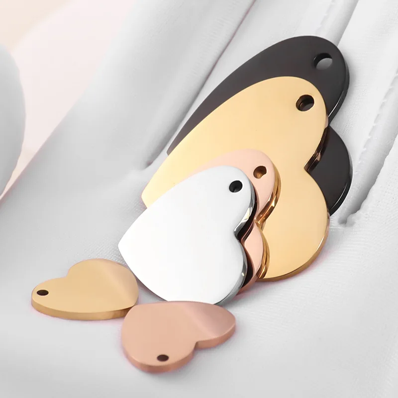 Rose Gold Custom stainless steel keychain Golden engraved heart tags Heart Shape Steel Ornaments